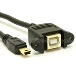 USB 2.0 Mini-B to B Female Extension Cable - Panel Mount