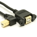 USB 2.0 Right Angle B to B Female  Extension Cable - Panel Mount