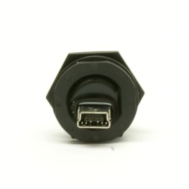 Waterproof USB Coupler - Mini-B Female - Panel Mount - Solder Type