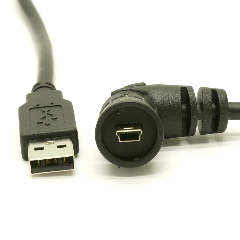 USB Waterproof Left Angle MiniB Connector