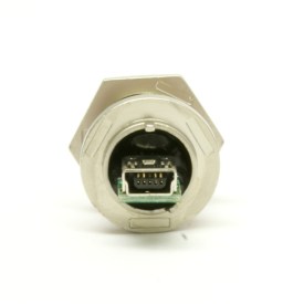 Waterproof USB Coupler - Mini-B - Panel Mount - Zinc Alloy - Metal