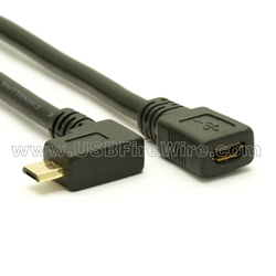 USB 2.0  Right Angle Micro-B to Micro-B Female Extension - High-Temp