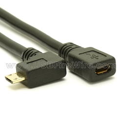USB 2.0 Right Angle Micro-B to Micro-B female Extension
