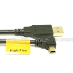 USB 2.0 A to Left Angle Mini-B Cable - High-Flex