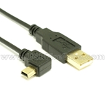 USB 2.0 A to Left Angle Mini-B Cable - Ultra-Thin