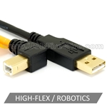 USB 2.0 A to Right Angle B Cable - High-Flex