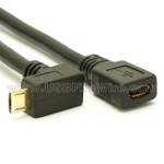 USB 2.0 Down Angle Micro-B to Micro-B Female Extension Cable