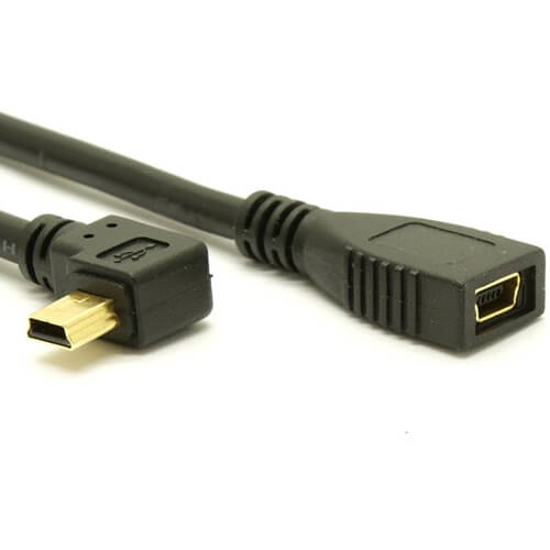 3 ft Mini USB Cable - A to Left Angle Mini B