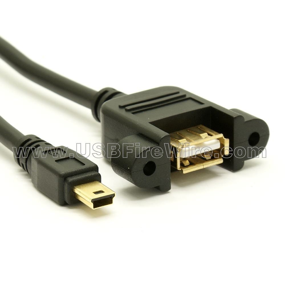 stribet Rejse fritid USB 2.0 Mini-B to A Female Extension Cable - Panel Mount - 877.522.3779 -  USBFireWire.com