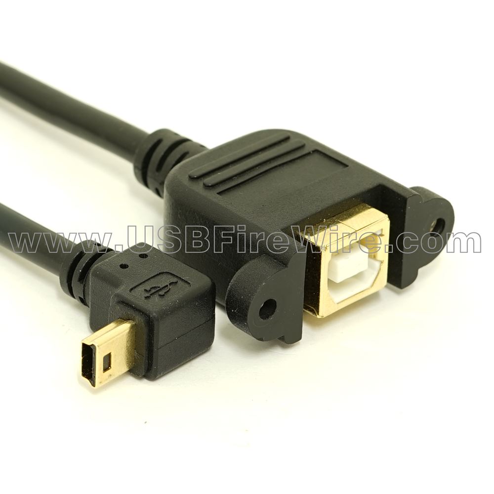 Bevæger sig ikke opretholde essens USB 2.0 Down Angle Mini-B to B Female Extension Cable - Panel Mount -  877.522.3779 - USBFireWire.com