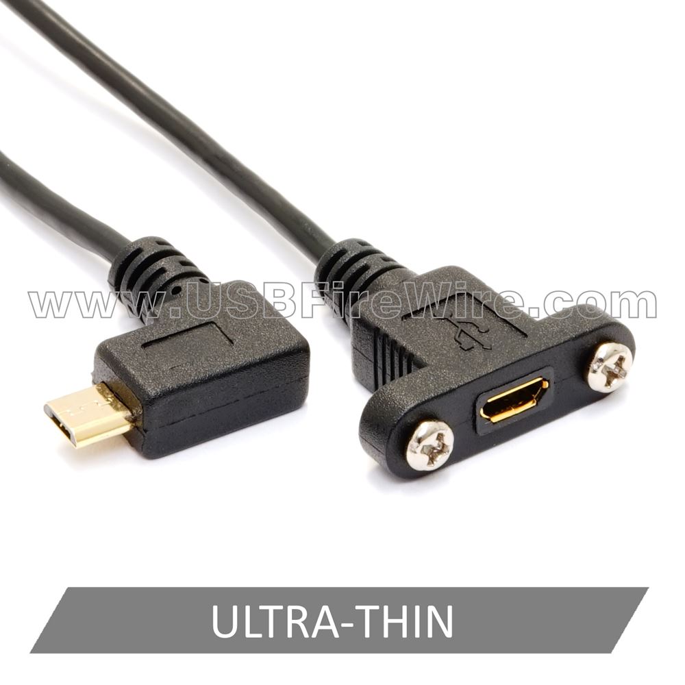 Panel Mount Extension USB Cable - Micro-USB Male to Female