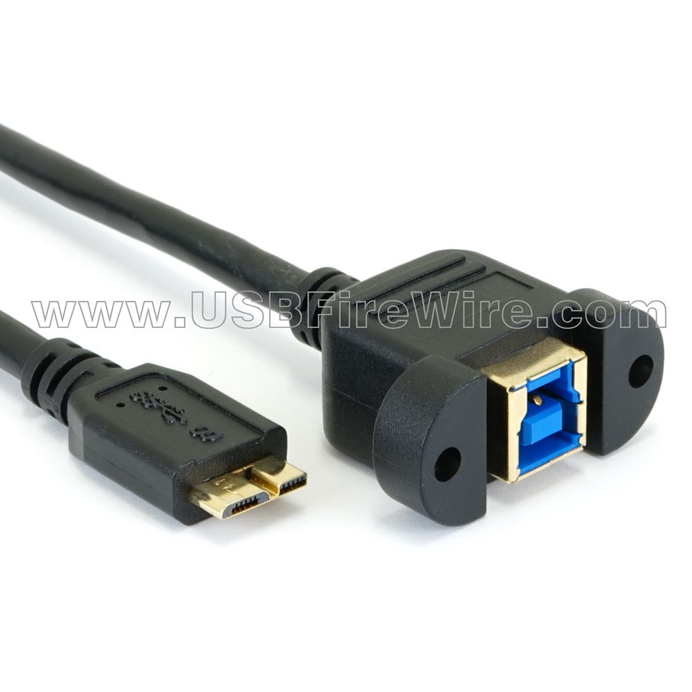 Panel Mount Extension USB Cable - Mini B Male to Mini B Female