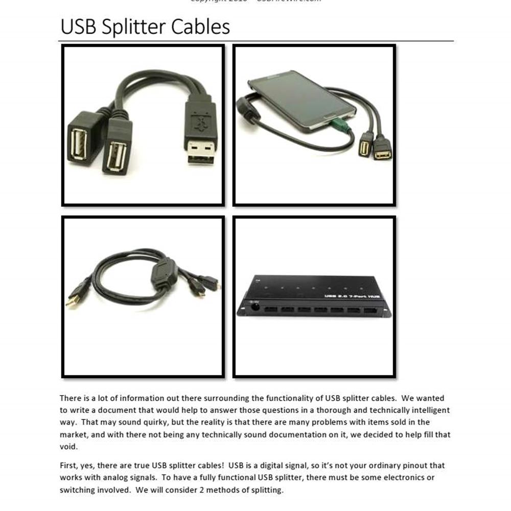The Original USB Splitter Cable Charging+Data - 877.522.3779 - USBFireWire.com