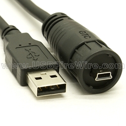 Waterproof USB Cable - Mini-B to A