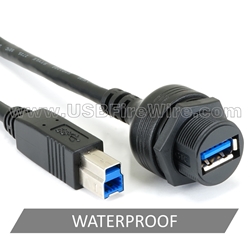 USB 3.0 Waterproof Cable A Female to B Male