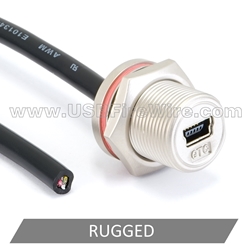 USB 2.0 Zinc Alloy Ruggedized Mini-B Female to Pigtail (Blunt Cut)