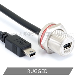 USB Ruggedized / Mini-B Panel Mount Cable