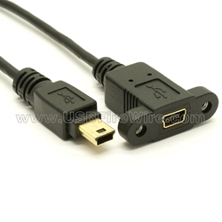 USB 2.0 Mini-B to Panel Mount - Ultra-Thin