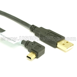 USB 2.0 A to Left Angle Mini-B Cable - LSZH