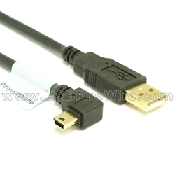 USB 2.0 A to Right Angle Mini-B Cable - LSZH