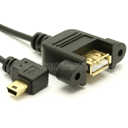 Ultra-Thin USB 2.0 Extension Cable (A to Right Angle Mini-B)