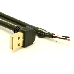 USB 2.0 90 degree Down Angle A to Bare Wires