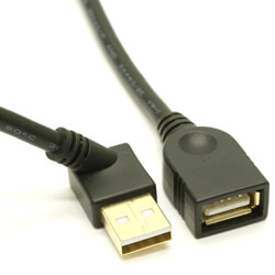 USB 2.0 Left Angle Extension Cable - 45 degree angle