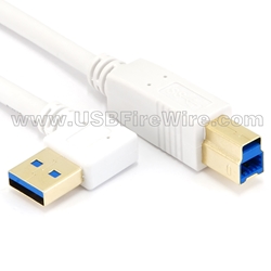 usb 3 left angle a male to straight b male white cable