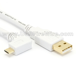 USB 2 A to Left Micro-B (White Cable)