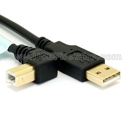 USB 2.0 A to Left Angle B Cable - LSZH