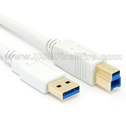 USB 3.0 Cable - Non-Angled - Superspeed-White