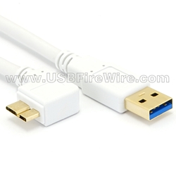 USB 3 Left Micro-B to A<br> (White Cable)