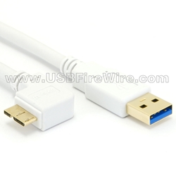 USB 3 Right Micro-B to A (White Cable)