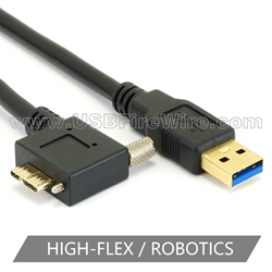 USB 3.0 A to Right Angle Locking Micro-B - High-Flex