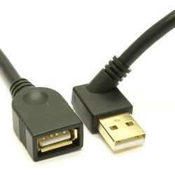 USB 2.0 Left Angle Extension Cable - 45 degree Angle