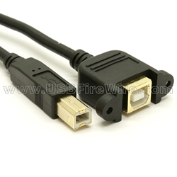 USB 2.0 B to B Female Extension Cable - Panel Mount