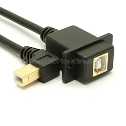 USB 2.0 B Panel Connector with Angled Male
