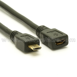 USB 2.0 Micro-B to Micro-B Female Extension Cable - High-Temp