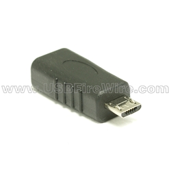 USB 2.0 Gender Changer - Micro-B Male to Micro-B Female - All 5 wires attached