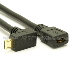 USB 2.0 Down Angle Micro-B to Micro-B Female Extension Cable