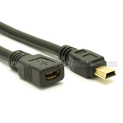 USB 2.0 Mini-B to Micro-B Female Extension Adapter