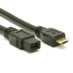 USB 2.0  Micro-B to Mini-B Female Extension Adapter